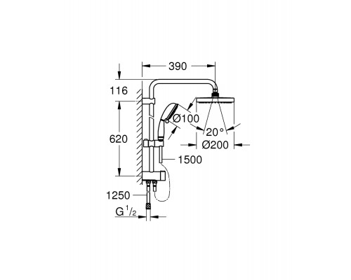 Душевой гарнитур Grohe New Tempesta Rustic 200 27399002 (27399001) с верхним душем и переключателем