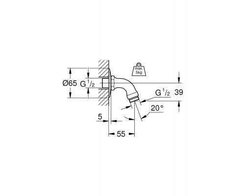 Душевой кронштейн настенный Grohe Relexa 28429000, 5,5 см