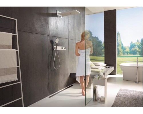 Верхний душ Hansgrohe Rainmaker Select EcoSmart, 586 x 258 мм, 3 режима струи, 24011400, белый/хром