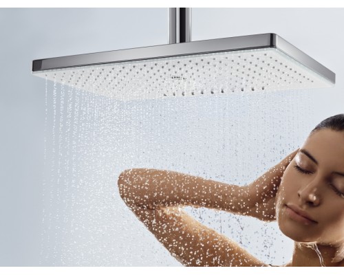 Верхний душ Hansgrohe Rainmaker Select 24014400, 460 x 300 мм, 2 режима струи, с держателем, белый/хром