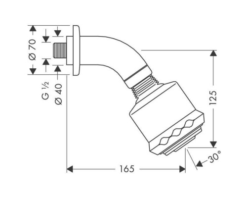 Верхний душ Hansgrohe Clubmaster 27475000 sntx, 8,5х8,5 см, 1 режим струи, с держателем