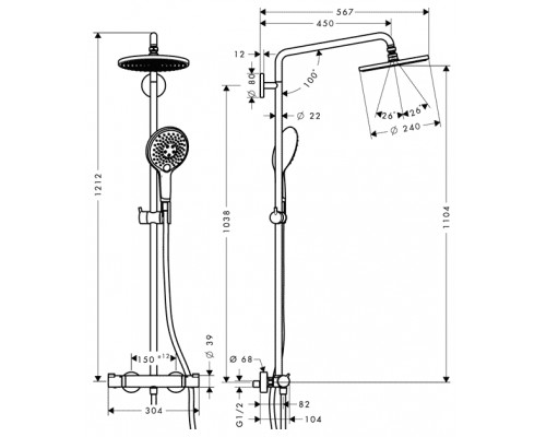 Душевая система Hansgrohe 27115000 Raindance Select Showerpipe 240