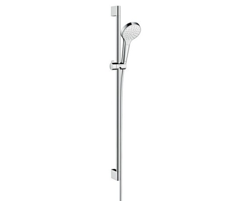 Душевой гарнитур Hansgrohe Croma Select S 1jet EcoSmart 26575400, штанга 90 см, корпус хром, лицевая часть белая