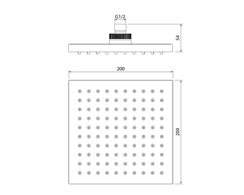 Верхний душ Iddis 00220SPI64, 20х20 см, 1 режим струи, без держателя