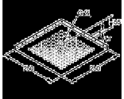 Верхний душ Kludi A-Qa Eco 6654105-00, 25 x 25 см квадратный, толщина 15 мм, 1 режим струи, без держателя, цвет хром