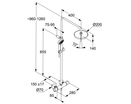 Душевая система Kludi Logo Dual Shower System 6809205-00 с термостатом, ручная лейка 3S