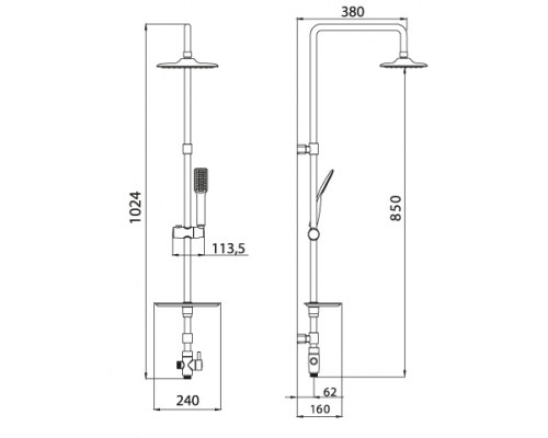 Душевая стойка Lemark LM8804C с верхним душем