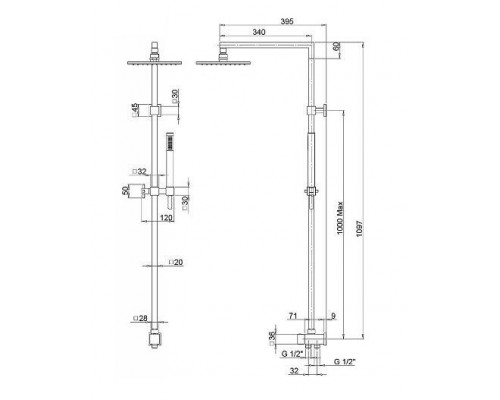 Душевой гарнитур Paini RSQ1 50CR191ARQ3P3