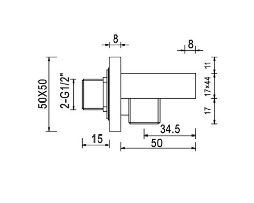Шланговое подсоединение RGW Shower Panels SP-181, 21140681-01, с держателем, хром