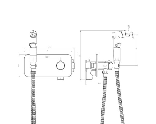 Гигиенический душ Rossinka, со смесителем, хром, X25-59