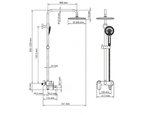 Душевая система WasserKRAFT A17401, покрытие Soft-touch