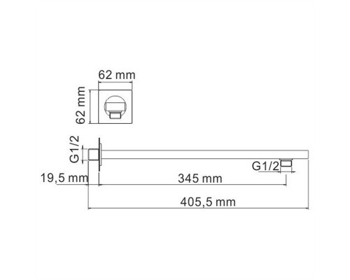 Держатель верхнего душа WasserKRAFT A090, настенный, хром