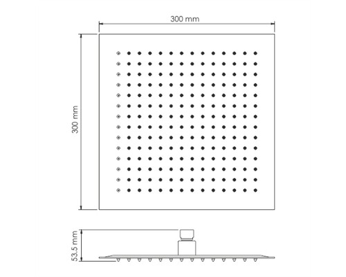 Верхний душ WasserKRAFT A118, 300 х 300 мм, 1 режим струи, без держателя, хром