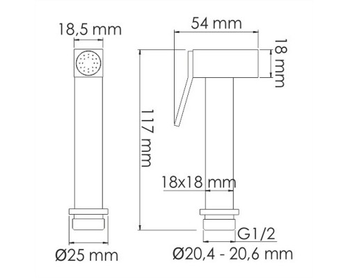 Гигиенический душ с фиксатором WasserKRAFT A214, PVD-покрытие черный глянец