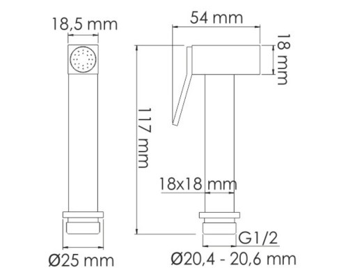 Гигиенический душ WasserKRAFT 8400, со смесителем, оружейная сталь, А84095