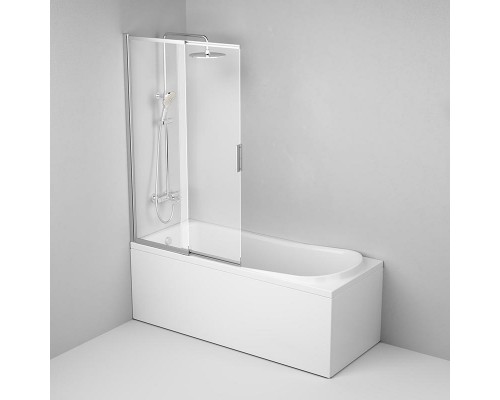 Шторка на ванну Am.Pm Like W80S-100PS-150MT, 100 х 150 см, распашная/раздвижная, профиль матовый хром, стекло прозрачное