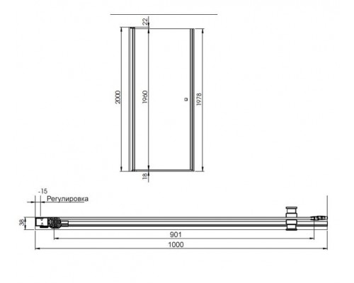 Душевая дверь в нишу Am.Pm Inspire S W51G-D100-200-CT, 100*200 см