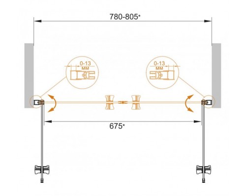 Душевая дверь Cezares ECO-B-2-80-Cr, 80 см