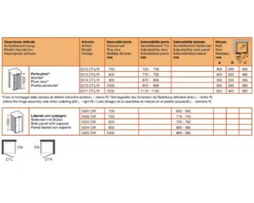 Душевая дверь распашная Provex Combi0014 CT 05 GL (L/R)