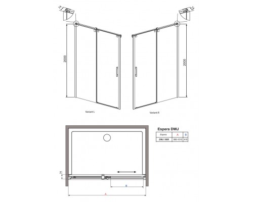 Душевая дверь в нишу Radaway Espera DWJ 100 R