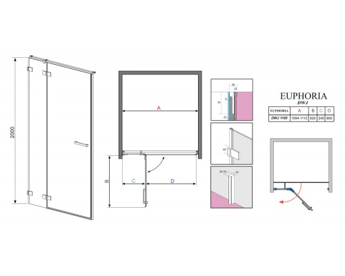 Душевая дверь в нишу Radaway Euphoria DWJ 110 L