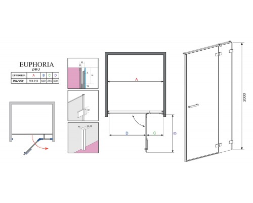 Душевая дверь в нишу Radaway Euphoria DWJ 80 R