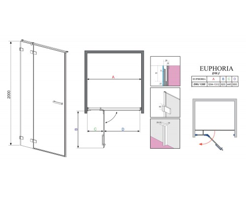 Душевая дверь в нишу Radaway Euphoria DWJ 130 L