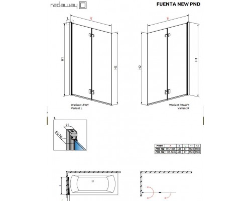 Шторка для ванны Radaway Fuenta New PND 100 208210-01