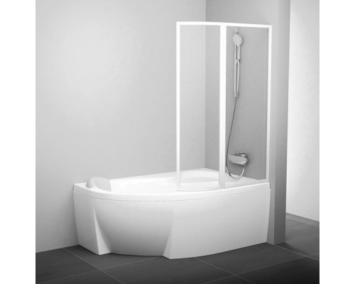 Шторка для ванны Ravak VSK2 Rosa 170, левая/правая, профиль белый, витраж транспарент, 76LB0100Z1/76PB0100Z1