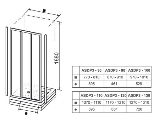 Душевая дверь в нишу Ravak Supernova ASDP3-110, профиль сатин, витраж грейп, 00VD0U02ZG