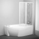 Шторка для ванны Ravak VSK2 Rosa 170 левая/правая, профиль белый, витраж пластик рейн, 76LB010041/76PB010041