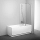 Шторка на ванну Ravak CVS2 100, левая/правая, профиль сатин/блестящий/белый, витраж транспарент