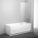 Шторка для ванны Ravak PVS1-80, 80 х 140 см, профиль блестящий, витраж транспарент, 79840C00Z1