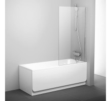 Шторка для ванны Ravak PVS1-80, 80 х 140 см, профиль блестящий, витраж транспарент, 79840C00Z1