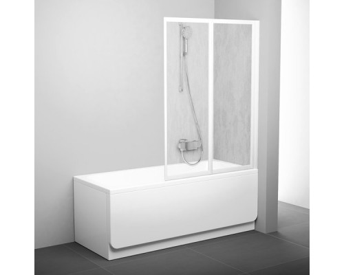 Шторка для ванны Ravak VS2 105, профиль белый, витраж полистирол рейн/транспарент/грейп, 796M010041/796M0100Z1/796M0100ZG