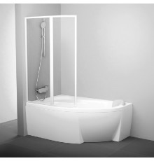 Шторка для ванны Ravak VSK2 Rosa 140, левая/правая, профиль белый, витраж транспарент, 76L70100Z1/76P70100Z1
