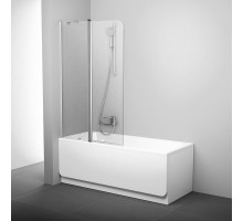 Шторка на ванну Ravak CVS2 100, левая/правая, профиль сатин/блестящий/белый, витраж транспарент