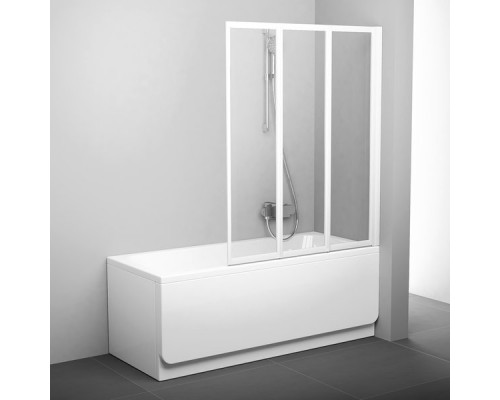 Шторка на ванну Ravak VS3 100, профиль белый, витраж транспарент, 795P0100Z1