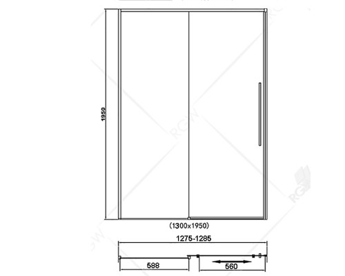 Душевая дверь RGW SV-12B, 130 х 185 см раздвижная, профиль черный, стекло прозрачное, 32321213-14