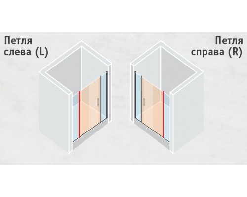 Душевая дверь распашная, одностворчатая Vegas Glass EP-2F 0185, с двумя неподвижными сегментами, 185*190 см