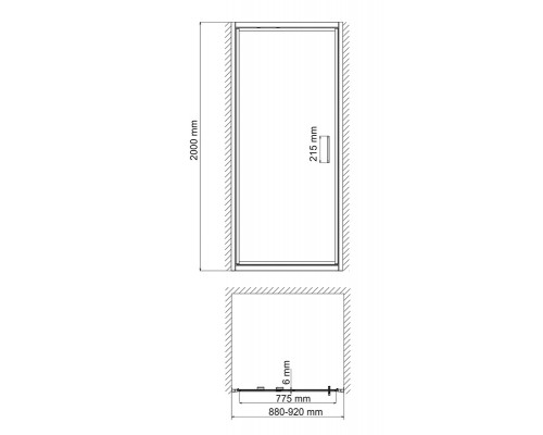Душевая дверь WasserKRAFT  27I04, поворотно-складная, 90 х 200 см