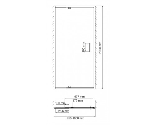 Душевая дверь WasserKRAFT  48P12, универсальная, 100 x 200 см