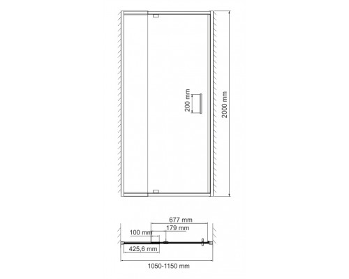 Душевая дверь WasserKRAFT  48P13, универсальная, 110*200 см