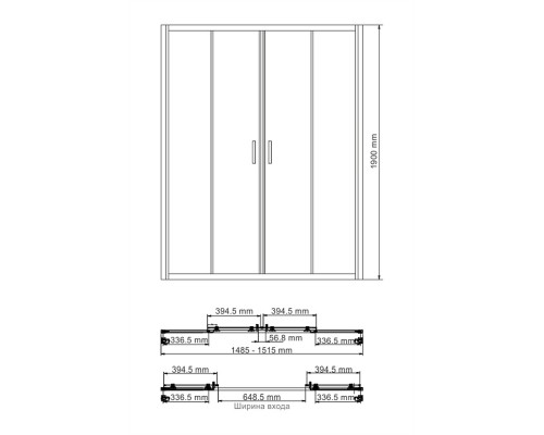 Душевая дверь WasserKRAFT  45S08 cтекло прозрачное, 150 x 190 см