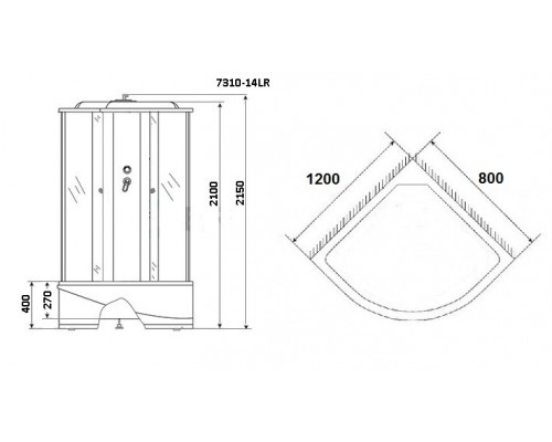 Душевая кабина Niagara NG-7310-14L/R, 120 x 80 см