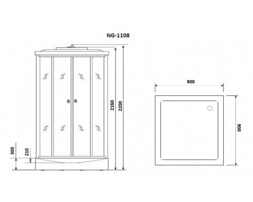 Душевая кабина Niagara Classic 90 x 90, средний поддон, профиль - хром, стекло матовое, NG-1108-14