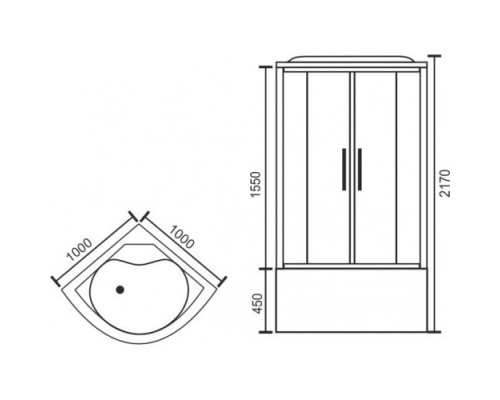 Душевая кабина Royal Bath RB 100BK3-WT-CH 100 x 100 см, двери прозрачные, задние стенки белые, хром