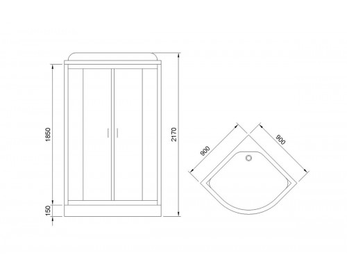 Душевая кабина Royal Bath RB90HK5-WT-CH, 90x90 см, профиль хром, стекло прозрачное