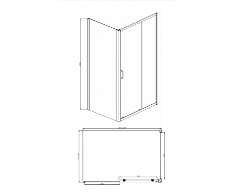 Душевой уголок Bravat Drop BS120.3100A, 120 x 80 x 200 см, двери раздвижные, стекло прозрачное, хром