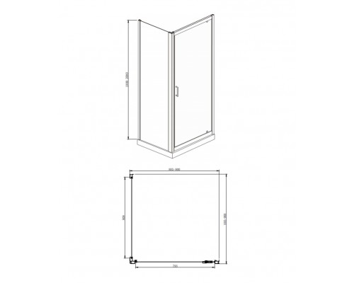 Душевой уголок Bravat Drop BS090.2110A, 90 x 90 x 200 см, дверь распашная, стекло прозрачное, хром